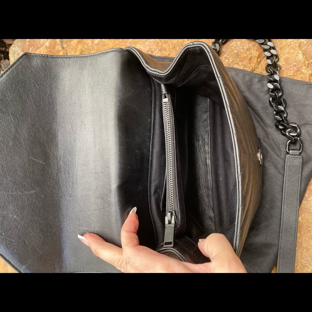 Rare Black on black YSL metalasse chevron crossbody bag purse - Picture 7 of 7